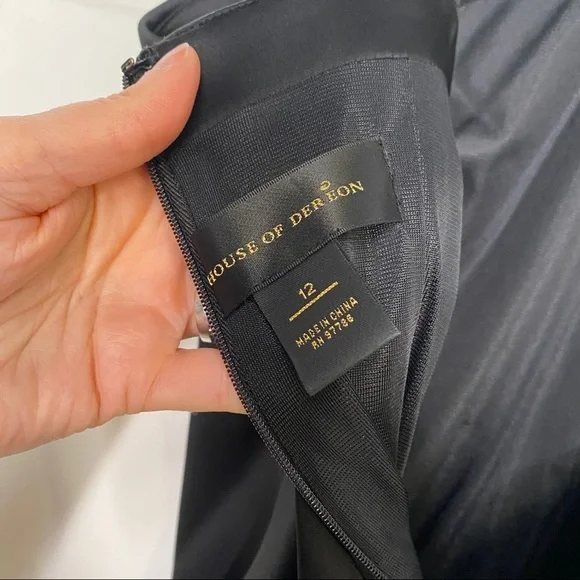 House of Dereon Satin Black & White Bow Dress Size 12 ALTERED - Picture 6 of 6